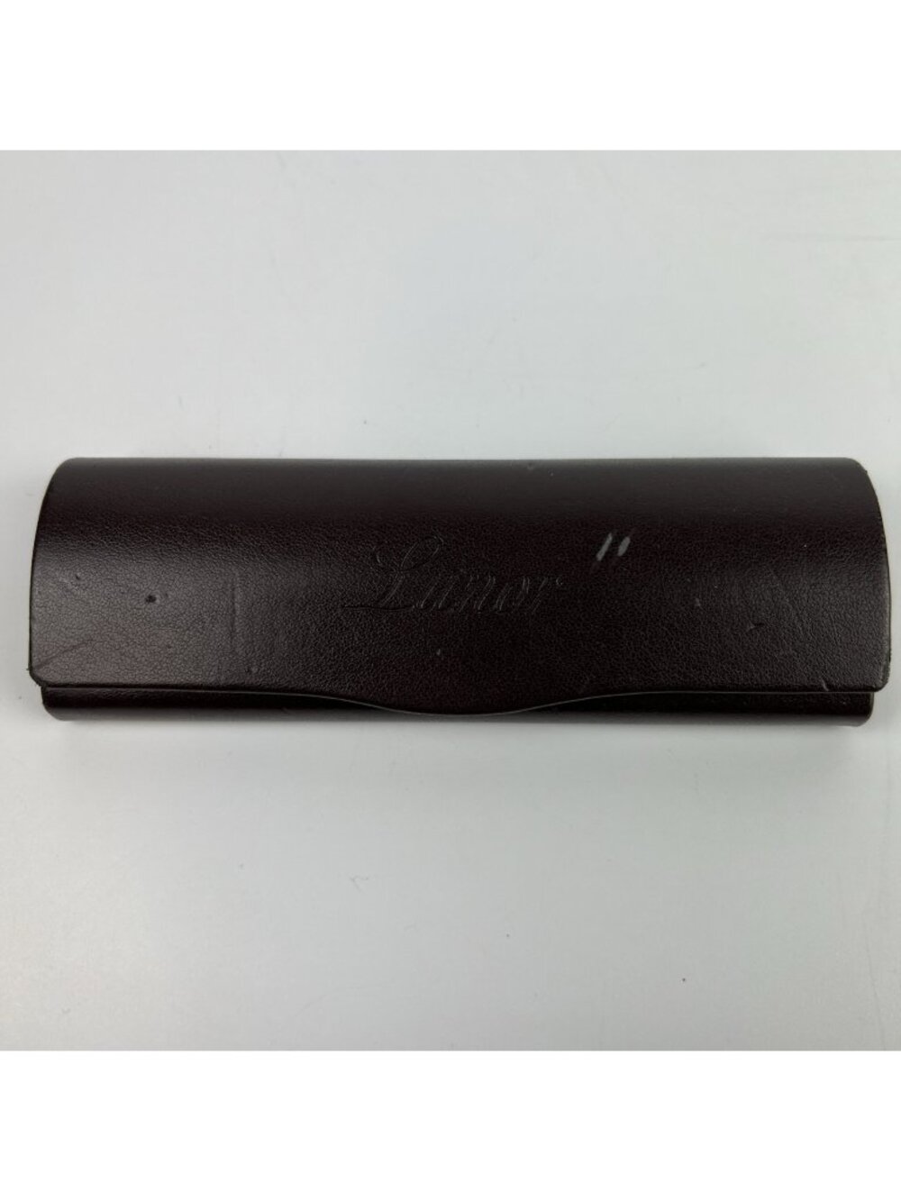 Lunor Eyeglass Case Brown Slim Hard Case Snap Closure
